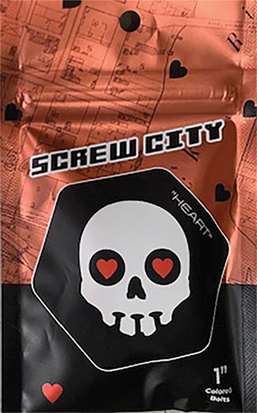 SCREW CITY HARDWARE SET 1" HEART RED