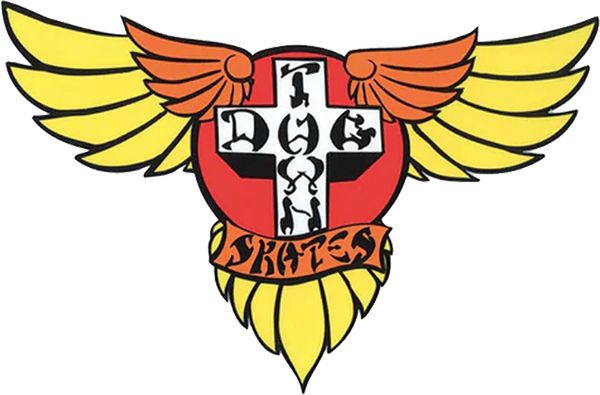 DOGTOWN WINGS 70S 4" DECAL YELLOW