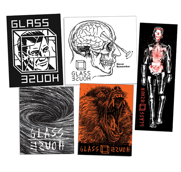 GLASS HOUSE 10/PACK #1 STICKERS ASSORTED