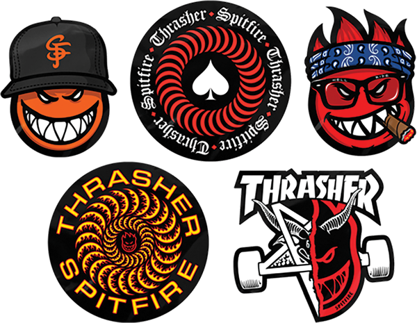 SPITFIRE x THRASHER 5/PK ASST.STICKERS PACK