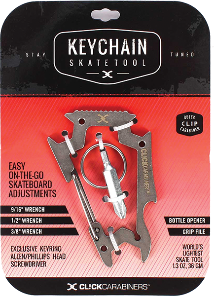 SK8OLOGY CARABINER KEYCHAIN SKATE TOOL SILVER