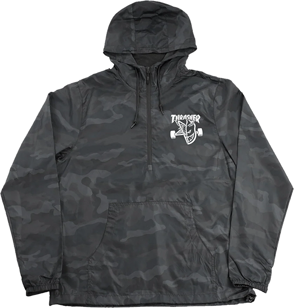 THRASHER X SF THRASH/BURN ANORAK JACKET BLK CAMO