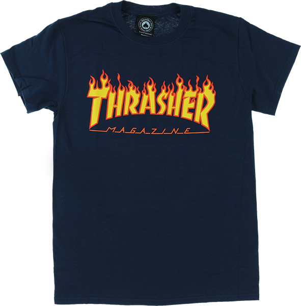 THRASHER FLAME SS NAVY BLUE