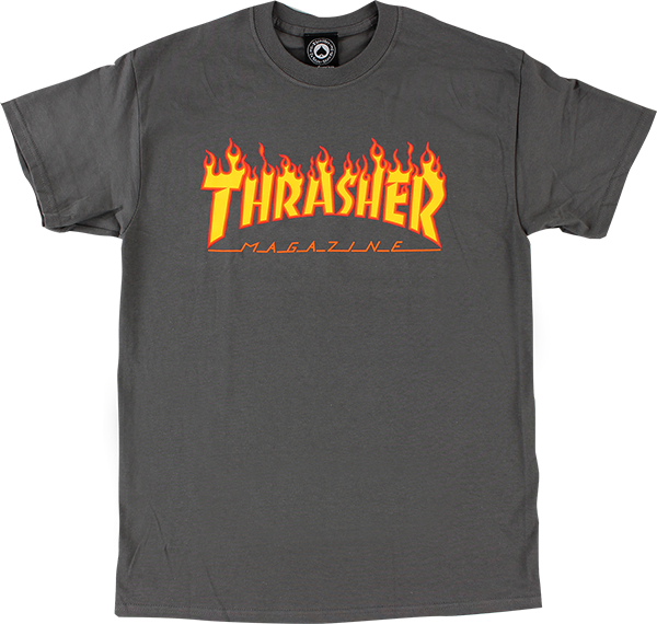 THRASHER FLAME SS CHARCOAL GREY