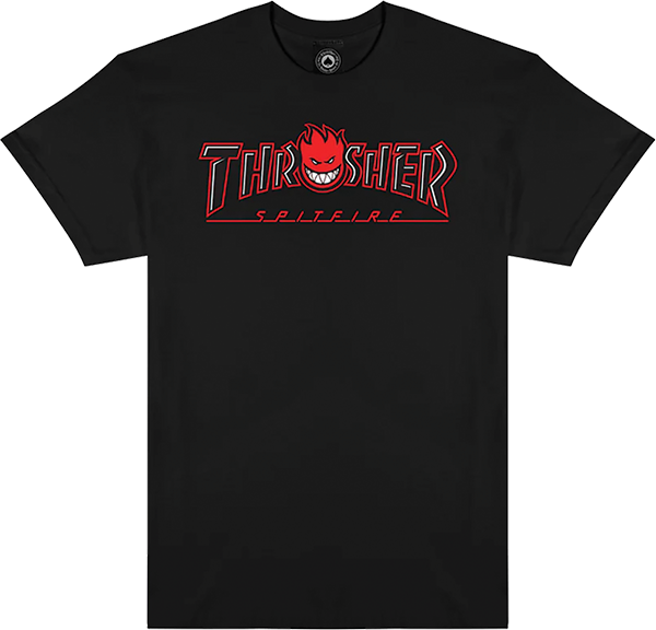 THRASHER X SPITFIRE BIG HEAD OUTLINE SS BLACK