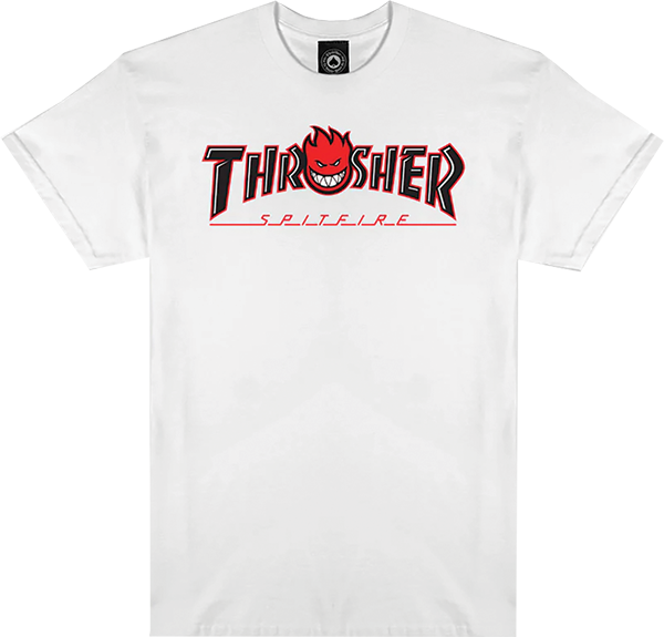 THRASHER X SPITFIRE BIG HEAD OUTLINE SS WHITE