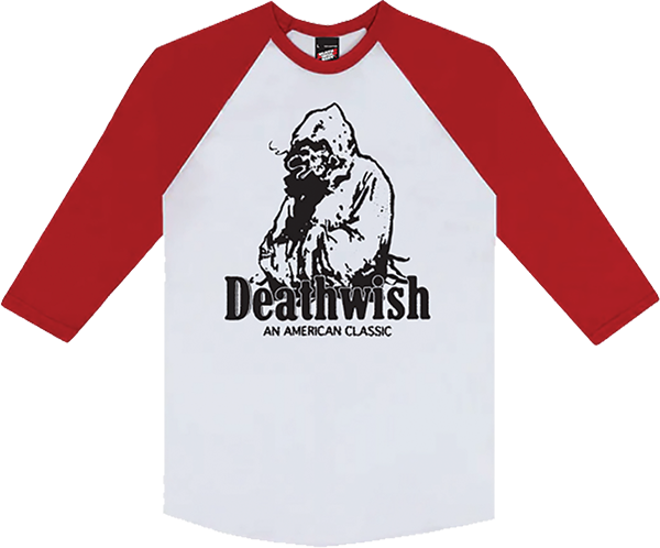 DEATHWISH CLASSIC 3/4 SLEEVE RAGLAN L-WHT/RED