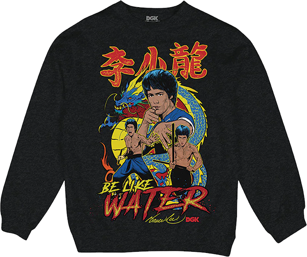 DGK BRUCE LEE FURY CREWNECK FLEECE CHARCOAL HTHR