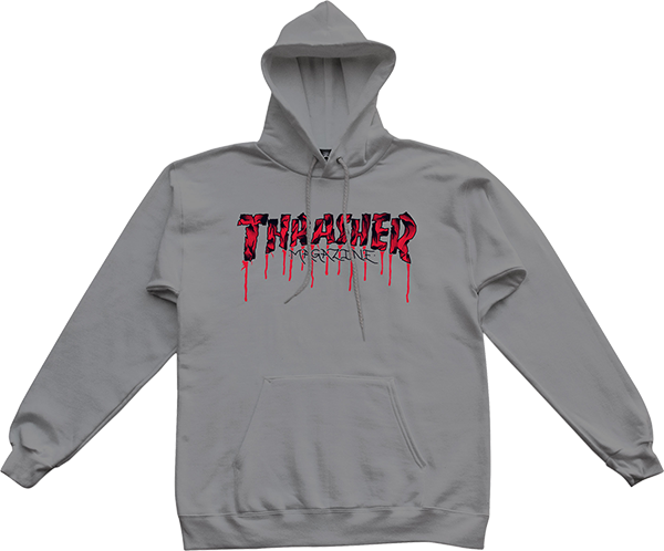 THRASHER BLOOD DRIP HOODIE GREY