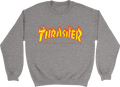 THRASHER FLAME LOGO CREW/SWT GREY