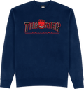 THRASHER X SF BIG HEAD OUTLINE CREW NAVY