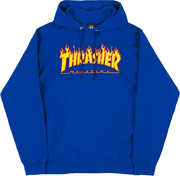 THRASHER FLAMES HOODIE ROYAL *sale*
