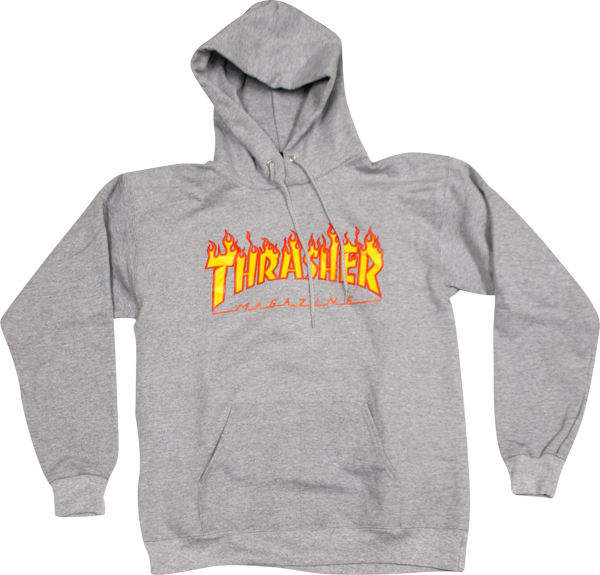 THRASHER FLAMES HOODIE GREY