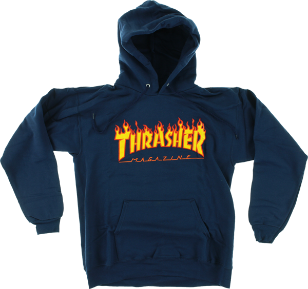 THRASHER FLAMES HOODIE NAVY