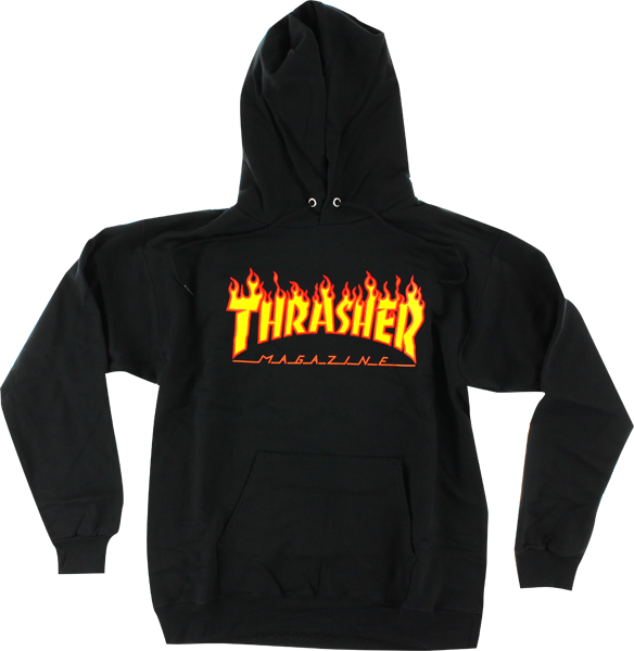 THRASHER FLAMES HOODIE BLACK