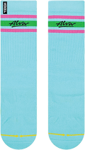 ALVA STRIPES MERGE4 CREW SOCK CYAN