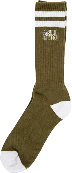 ANTI HERO BLACK HERO OUTLINE CREW SOCK OLIVE/WHT