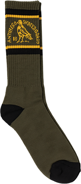 ANTI HERO CLUBHOUSE CREW SOCK OLIVE/GOLD/BLACK