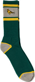 AH LIL PIGEON EMB CREW SOCK GREEN/YELLOW/GREY