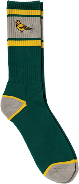 AH LIL PIGEON EMB CREW SOCK GREEN/YELLOW/GREY