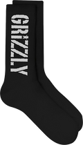 GRIZZLY STAMP CREW SOCKS-BLK/WHT 1pr *sale*