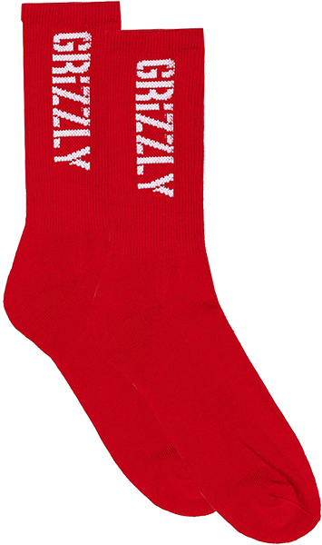 GRIZZLY STAMP CREW SOCKS RED/WHT 1pr *sale*