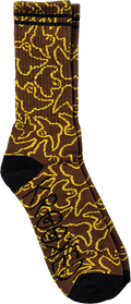 KROOKED MULTI BIRDS CREW SOCK BRN/YEL/BLK