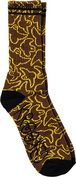 KROOKED MULTI BIRDS CREW SOCK BRN/YEL/BLK
