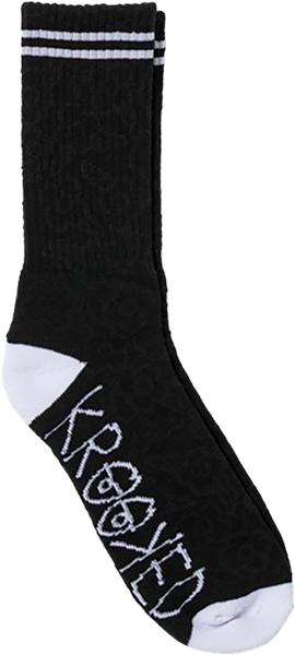 KROOKED MULTI FLOWERS CREW SOCK BLACK/BLACK/WHITE