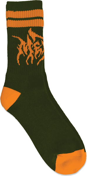 METAL HESHER CREW SOCKS GREEN/ORG 1pr