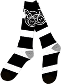PIG HEAD STRIPE TALL SOCKS BLACK/WHITE 1pr sale