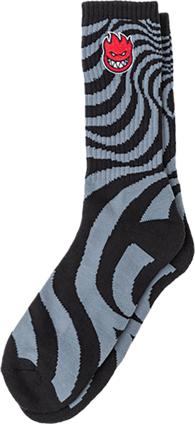 SF BH FILL EMB SWIRL CREW SOCK BLK/CHARCOAL/RED