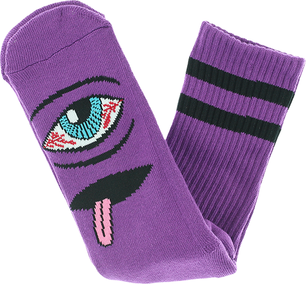 TOY MACHINE BLOODSHOT EYE CREW SOCKS PURPLE 1pr