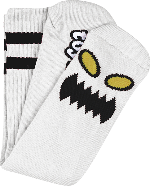 TOY MACHINE MONSTER FACE CREW SOCKS WHITE 1 pair