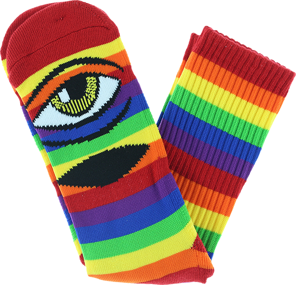 TOY MACHINE SECT EYE STRIPE RAINBOW CREW SOCKS 1pr