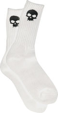 ZERO SKULL CREW SOCKS-WHT/BLK single pair