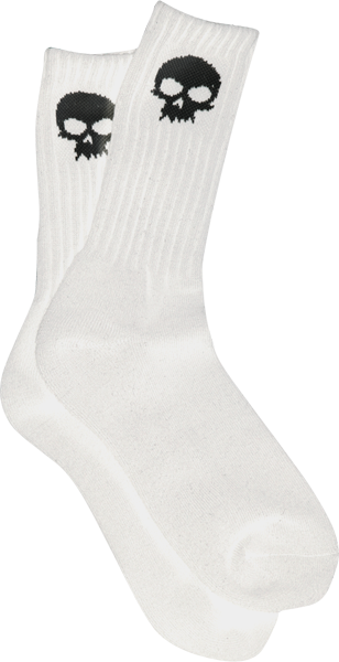ZERO SKULL CREW SOCKS-WHT/BLK single pair