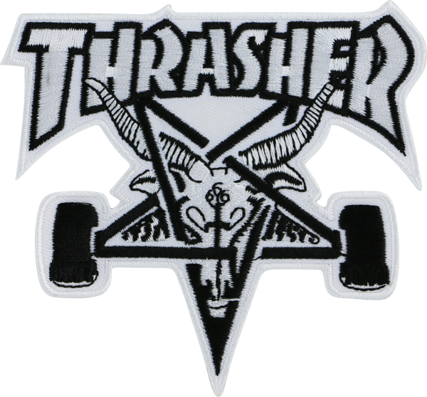 THRASHER SK8-GOAT PATCH WHT/BLK