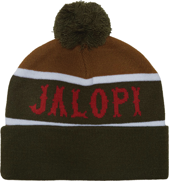 ANTI HERO JALOPI ZAMBONY POM BEANIE OLIVE/GOLD/RED