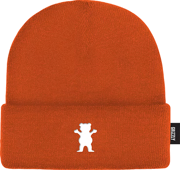 GRIZZLY OG BEAR EMBROIDERED BEANIE ORANGE *sale*