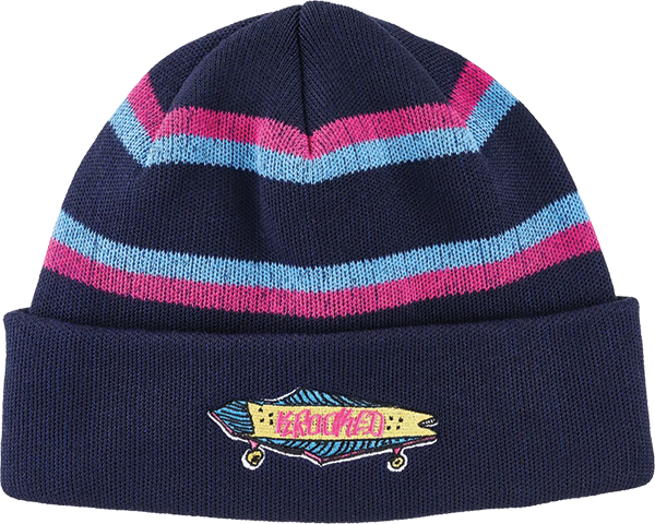 KROOKED BORED CUFF BEANIE NAVY/BLU/MAGENTA