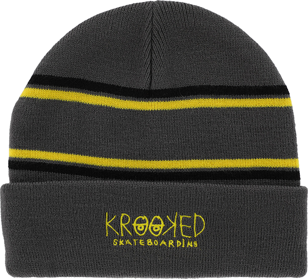 KROOKED KROOKED EYES BEANIE CHARCOAL/YEL/BLK