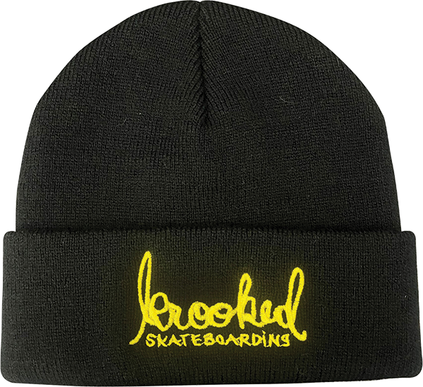 KROOKED SKRIPT CUFF BEANIE BLK/YEL