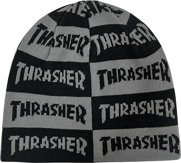 THRASHER MAG CHECKERED SKULLY BEANIE BLACK/GREY