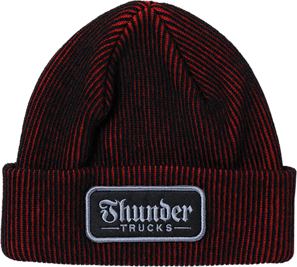 THUNDER SCRIPT PATCH CUFF BEANIE BLACK/RED
