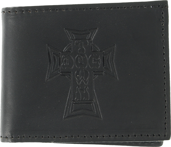 DOGTOWN CROSS LEATHER BILLFOLD WALLET BLACK