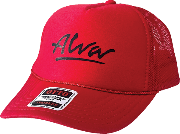 ALVA OG LOGO MESH HAT ADJ-BLACK/BLACK w/RED EMB.