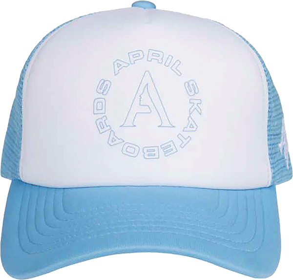 APRIL FULL CIRCLE TRUCKER HAT ADJ-WHT/LT.BLU sale