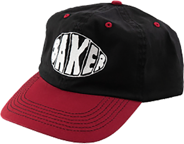 BAKER SPRAYED OVAL HAT ADJ-BLK/RED