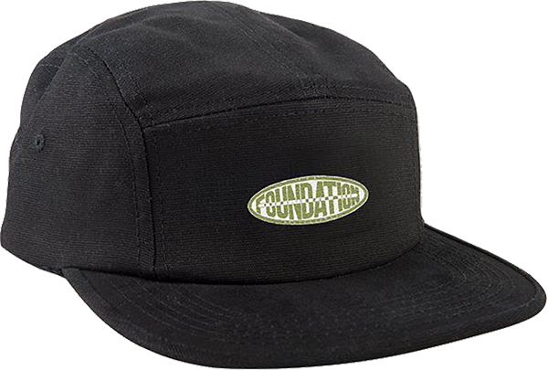 FOUND. OVAL 5 PANEL HAT ADJ. NYLON STRAP BLK sale